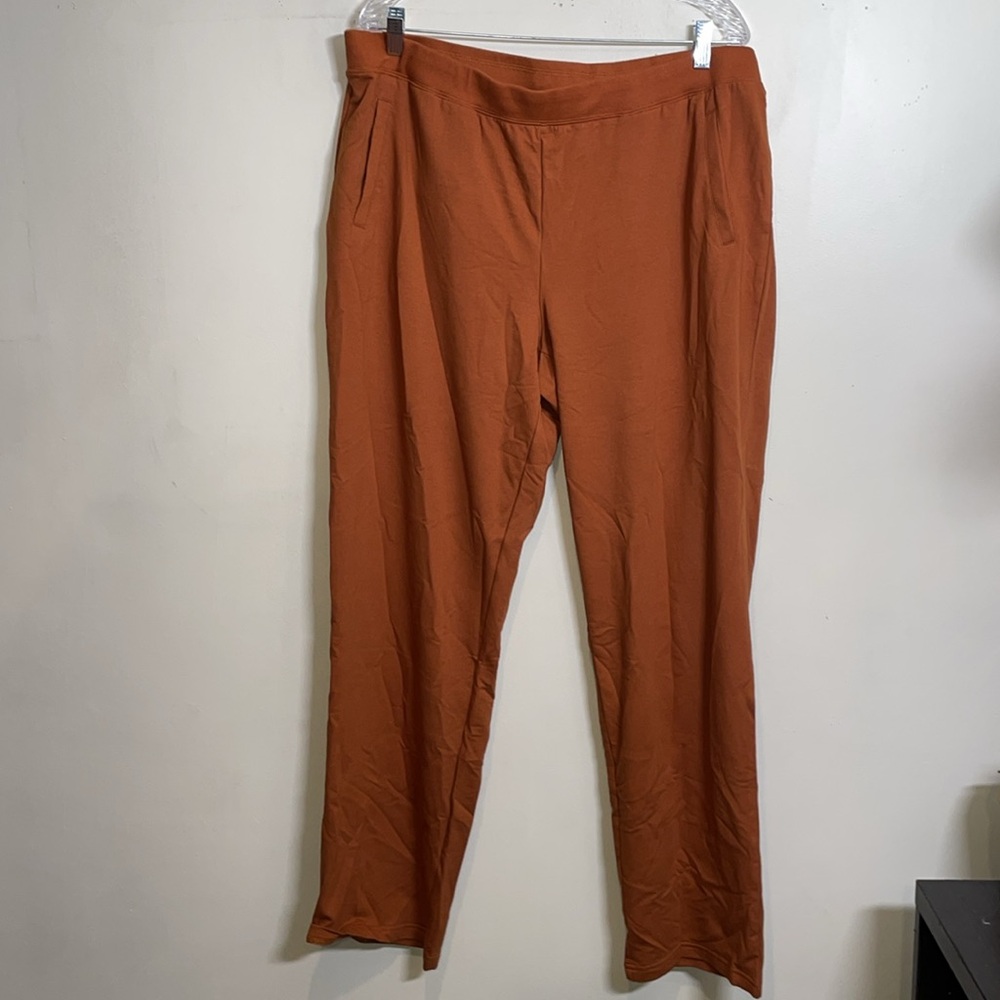 Denim & Co. Active Regular Straight Leg Knit Pants Rust Brown XL